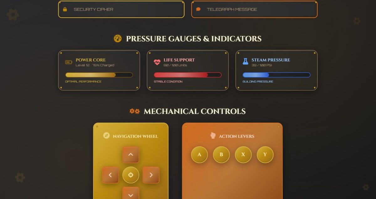 Victorian Steampunk HTML UI Kit for Immersive Gaming