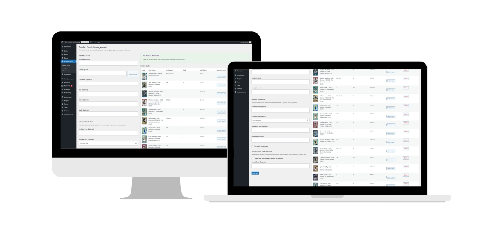 Wordpress PLugin for Collectors Selling Cards and Graded Cards or showing off collection