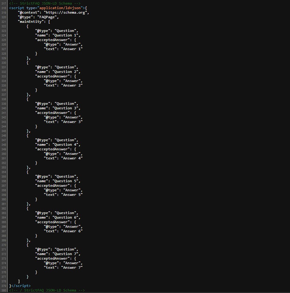 StrictFAQ JSON-LD + Accordion is a zero-bloat WordPress FAQ builder that generates native HTML5 accordions and automatically injects strict FAQPage Schema for Google Rich Snippets. Bypass heavy page-builder widgets and bloated JavaScript libraries. No recurring fees. Pay once, own it forever, and enjoy unlimited updates for the life of the software.