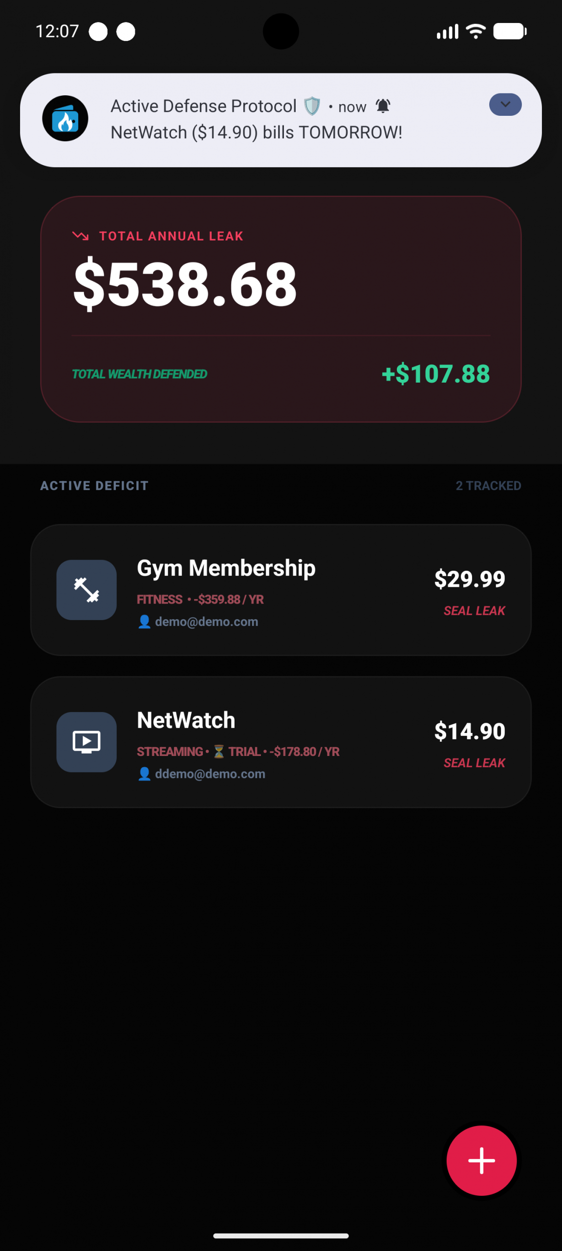 Burn Monitor Detail View