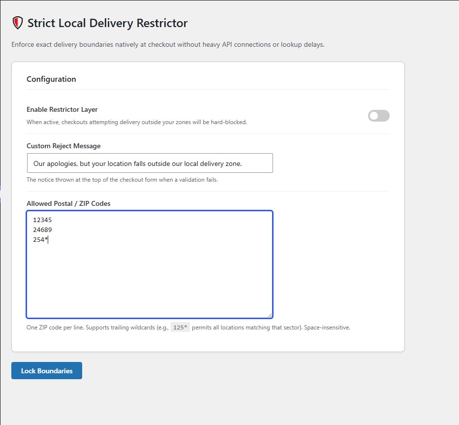 local delivery restrictor woo commerce