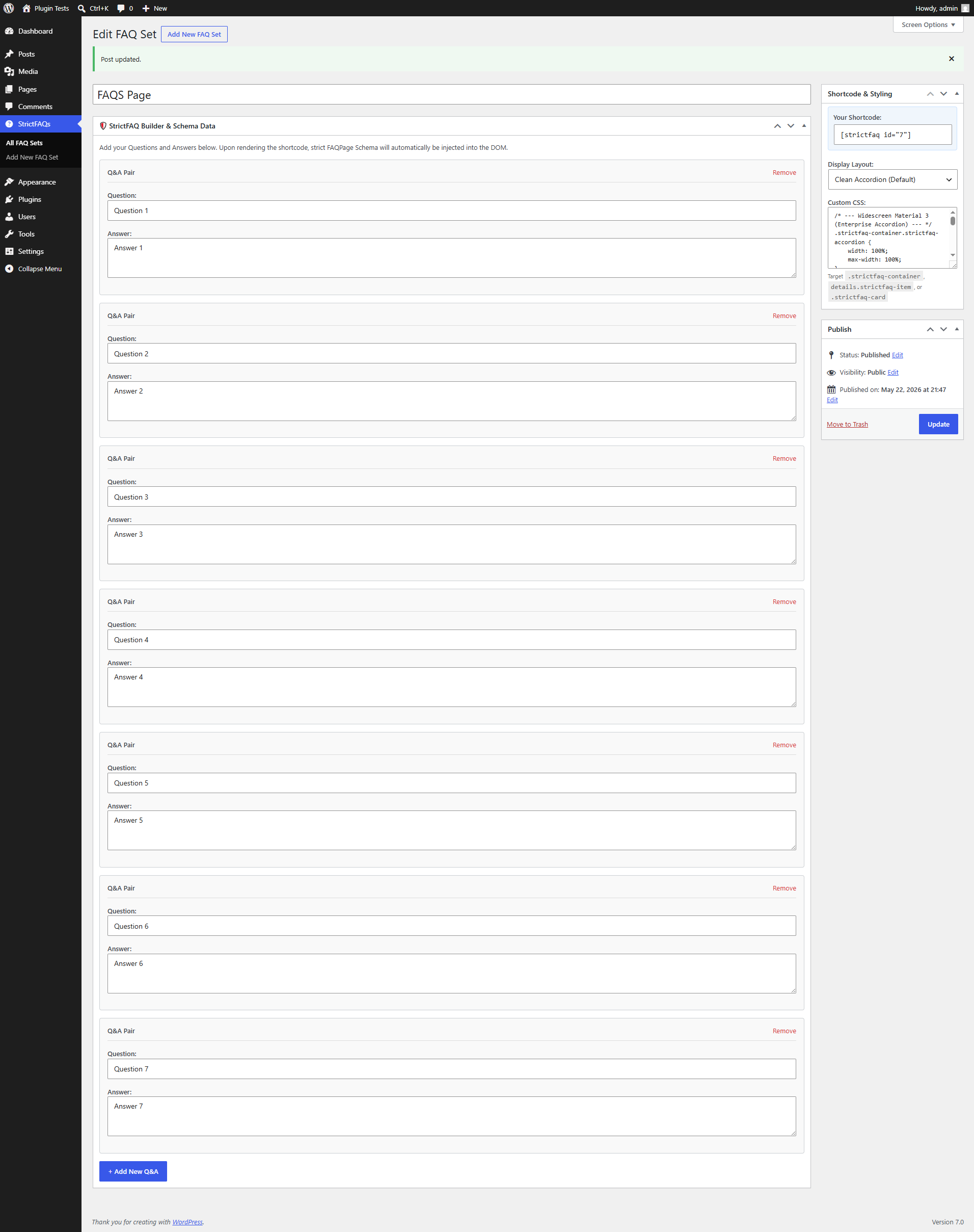 StrictFAQ JSON-LD + Accordion is a zero-bloat WordPress FAQ builder that generates native HTML5 accordions and automatically injects strict FAQPage Schema for Google Rich Snippets. Bypass heavy page-builder widgets and bloated JavaScript libraries. No recurring fees. Pay once, own it forever, and enjoy unlimited updates for the life of the software.