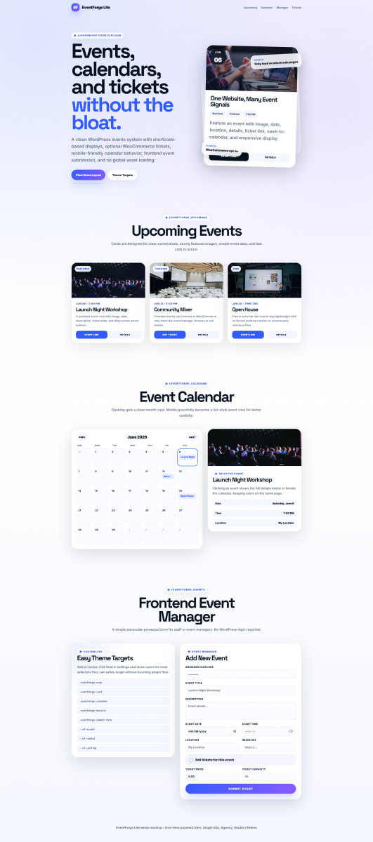EventForge Lite - Events & Tickets for WooCommerce
