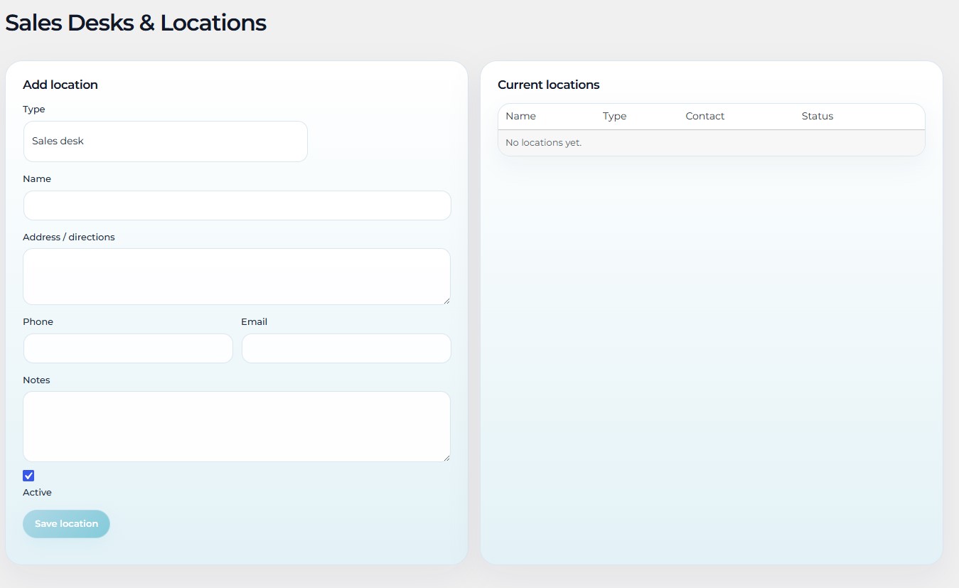 TourOps Global sales desks and location management