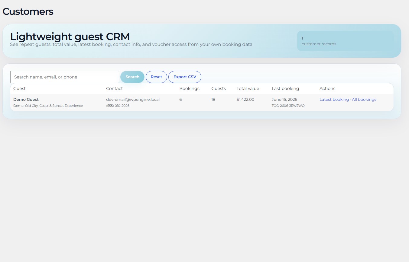 TourOps Global customer and guest CRM view for tour operators