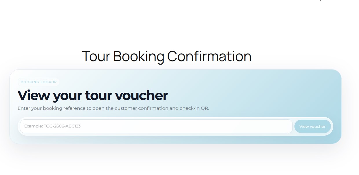 TourOps Global customer voucher screen